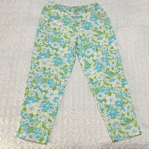 Y2K GAP Floral Capris in Aqua, Lime & White